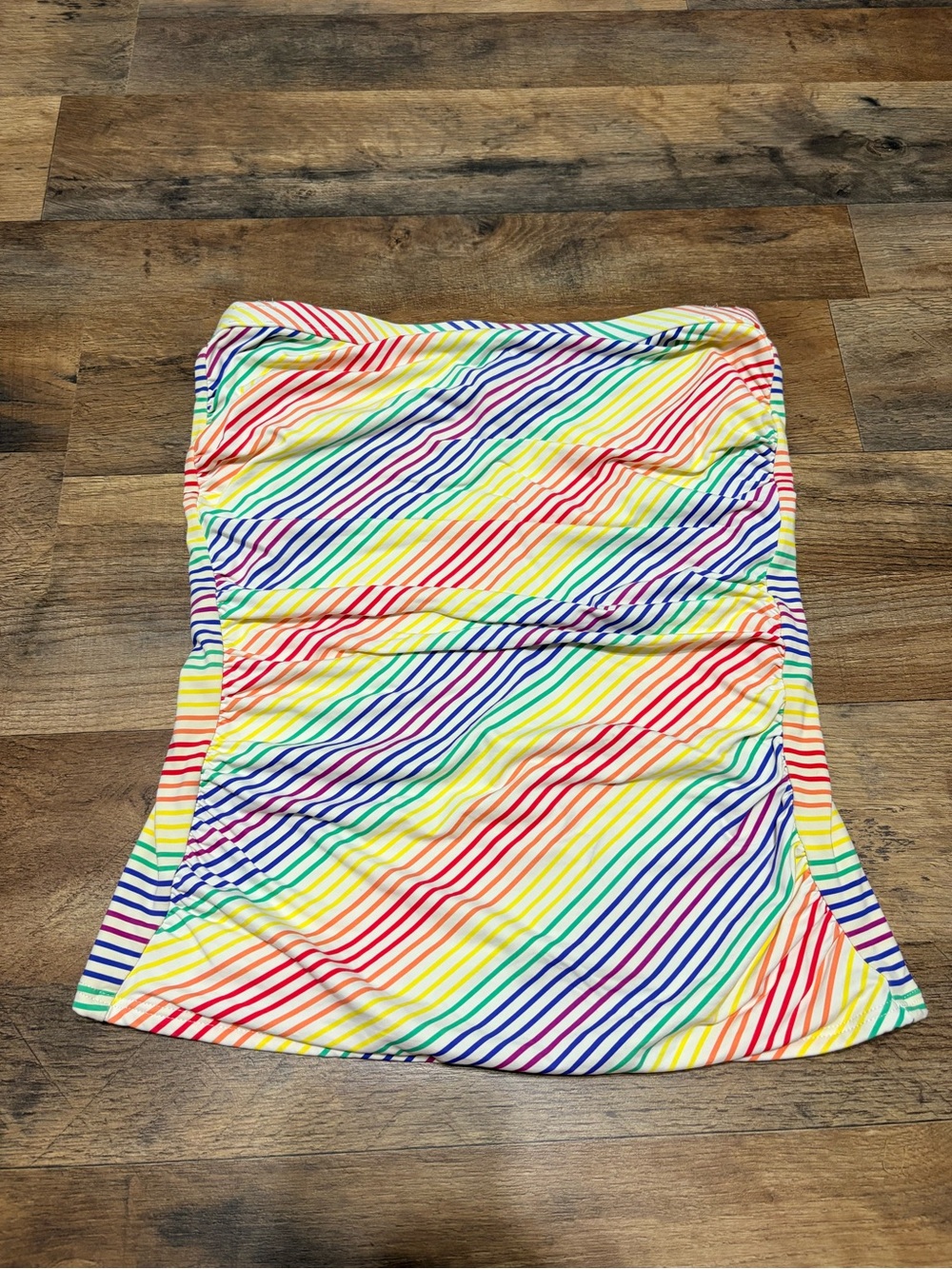 Lands’ End Rainbow Stripe Strapless Swim Dress Tankini Cover Up Size Approx M/L